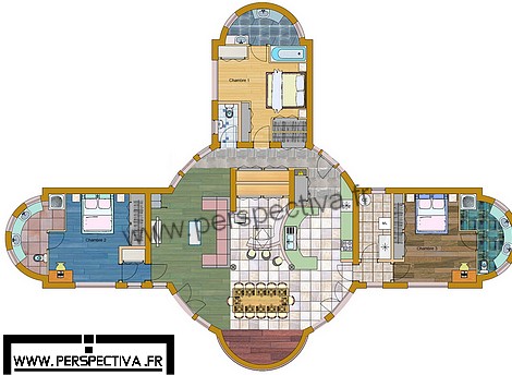 plan maison bois plain pied 3 chambres suite parentale